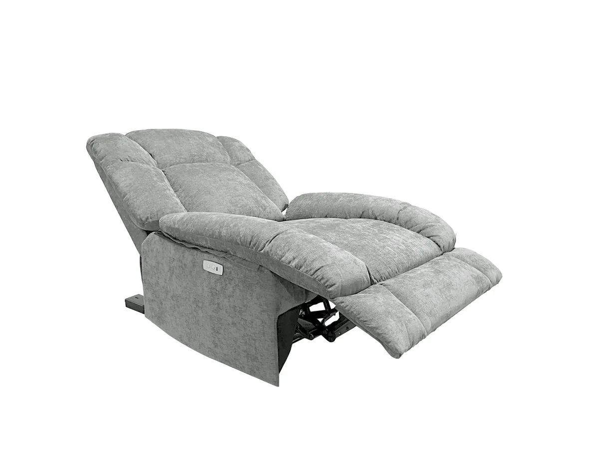 Relax Fabric 1 Seater Electric Recliner Set Silver