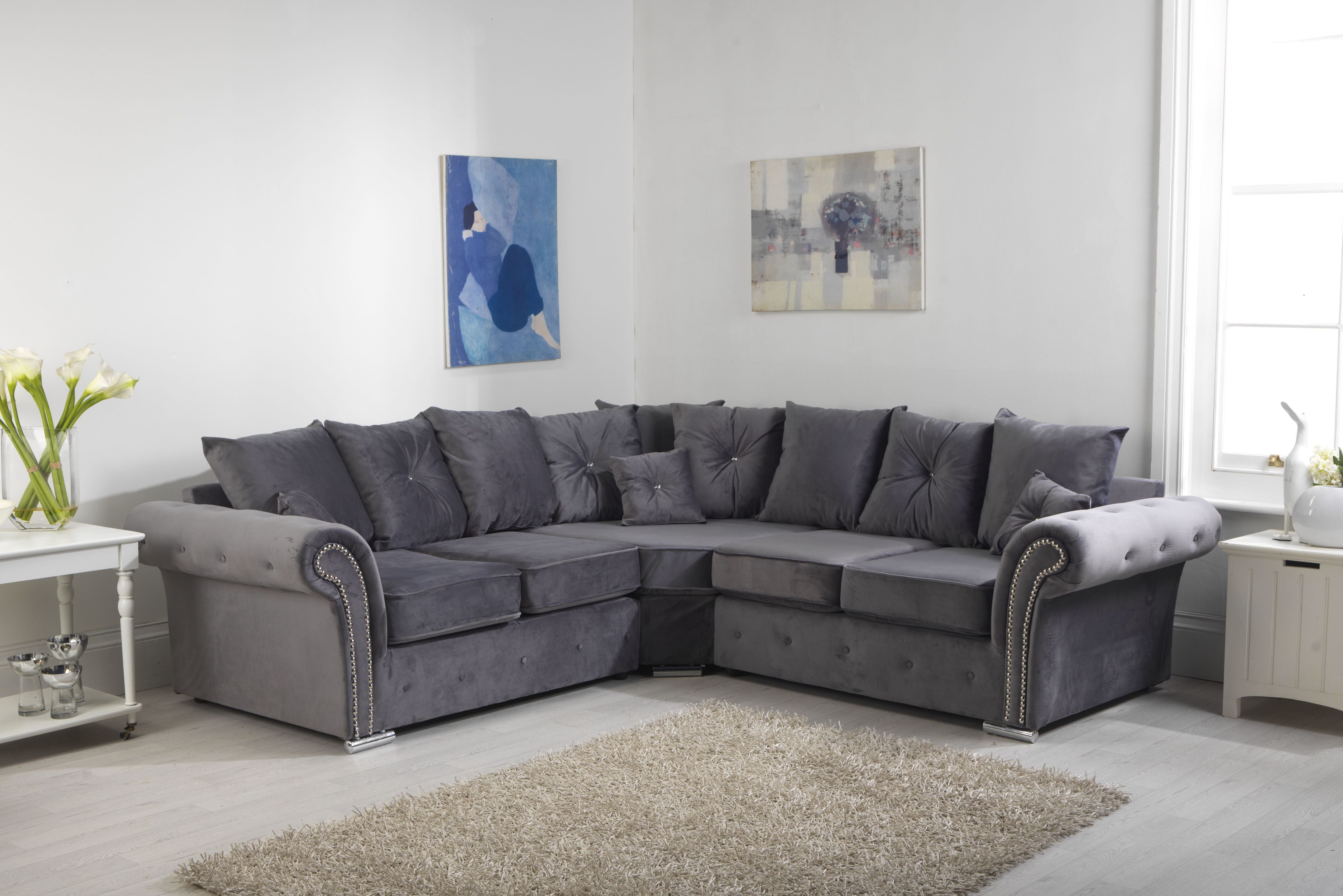 Fery Corner Sofa grey scatter back
